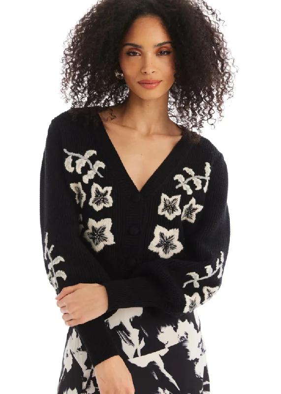 Allison Beaded Piper Cardigan- Black