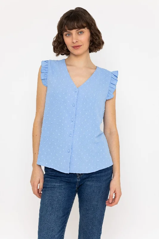 Dobby Sleeveless Top in Blue