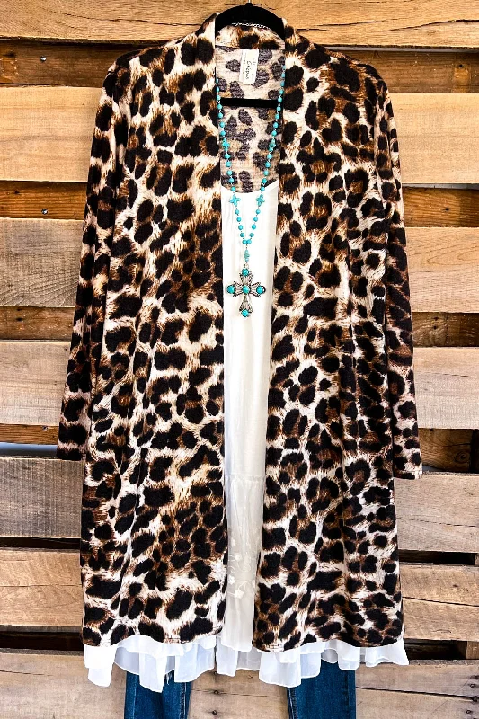 Wild Arrangement Cardigan - Brown/Black - Leopard