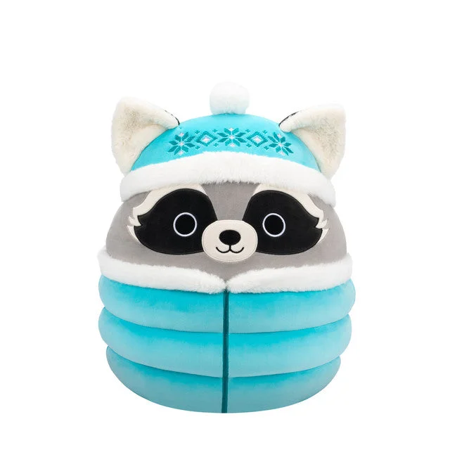 Christmas Squishmallow Galci the Grey Raccoon with Teal Puffer Jacket 12" Stuffed Plush by Jazwares