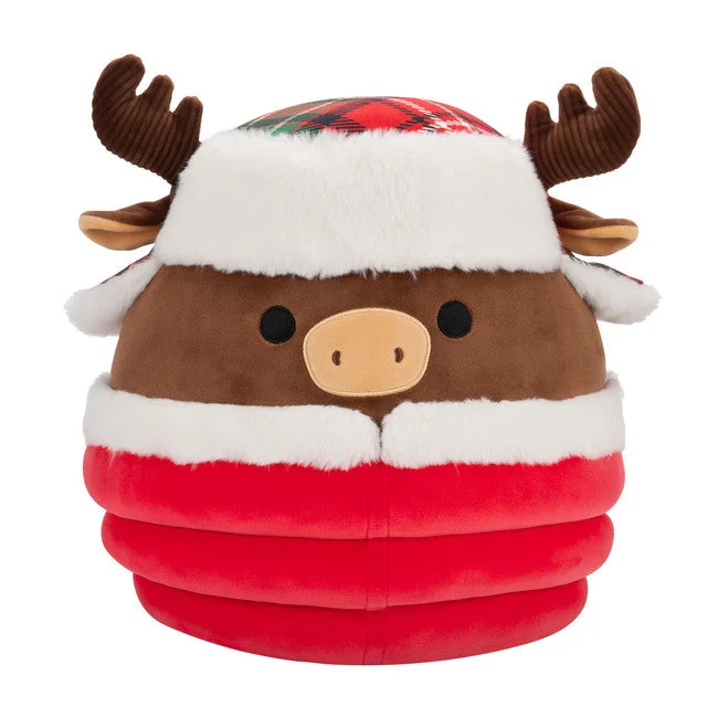 Christmas Squishmallow Maurice the Brown Moose with Red Puffer Jacket 12" Stuffed Plush by Jazwares