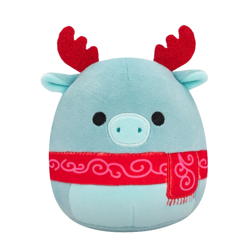 Christmas Squishmallow Wyndmoor the Pastel Muted Teal Moose with Red Antlers and Scarf 12" Stuffed Plush by Jazwares