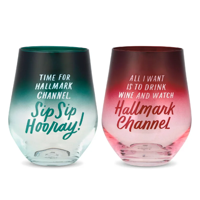 Hallmark Channel Stemless Wine Glasses, Set of 2