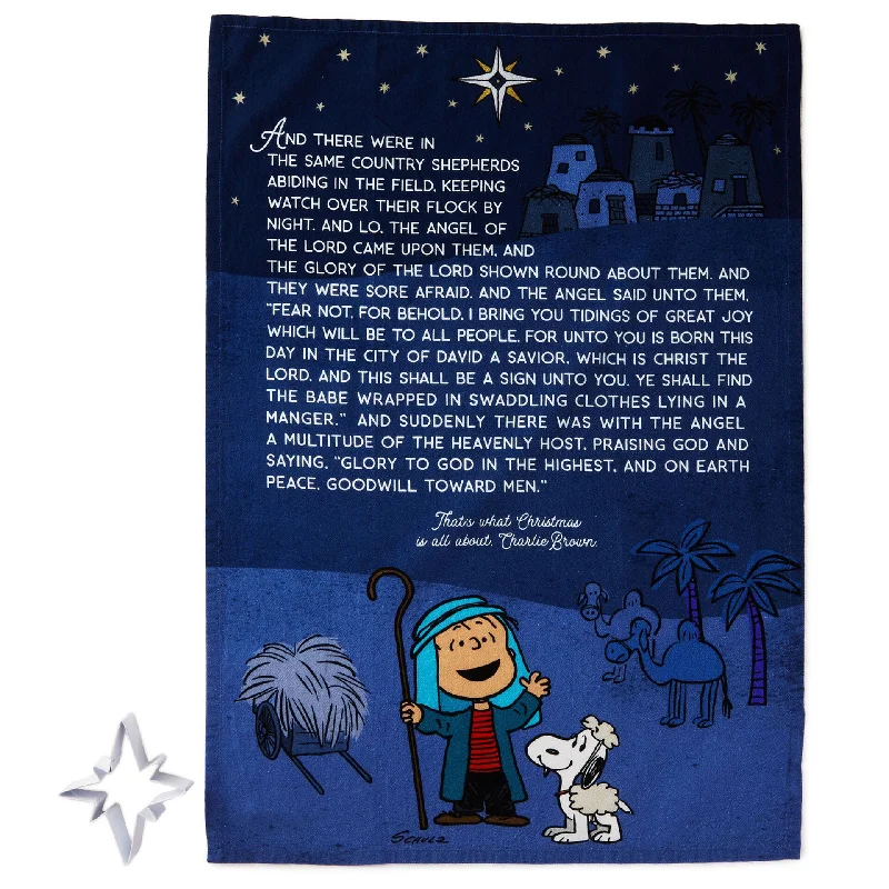 Hallmark Peanuts® Linus Christmas Tea Towel With Star Cookie Cutter