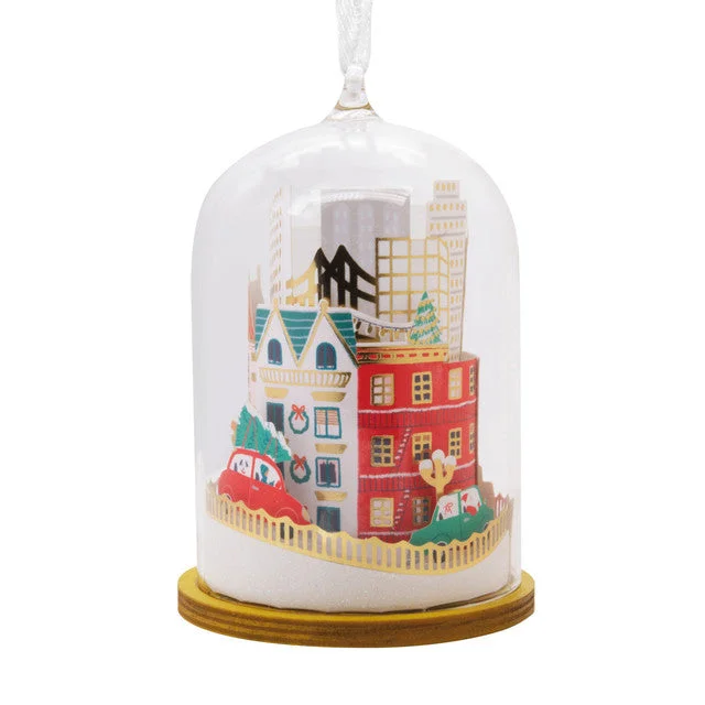 Hallmark Signature City Scene Cloche Glass and Paper Hallmark Ornament