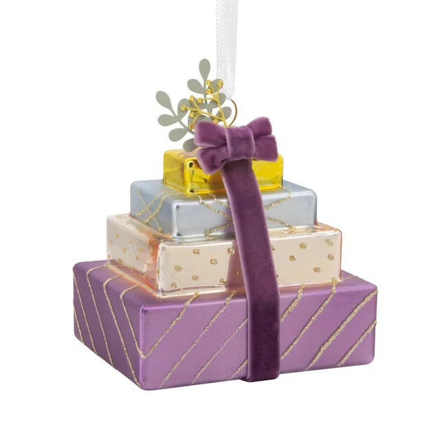 Hallmark Signature Pretty Presents Glass and Fabric Hallmark Ornament