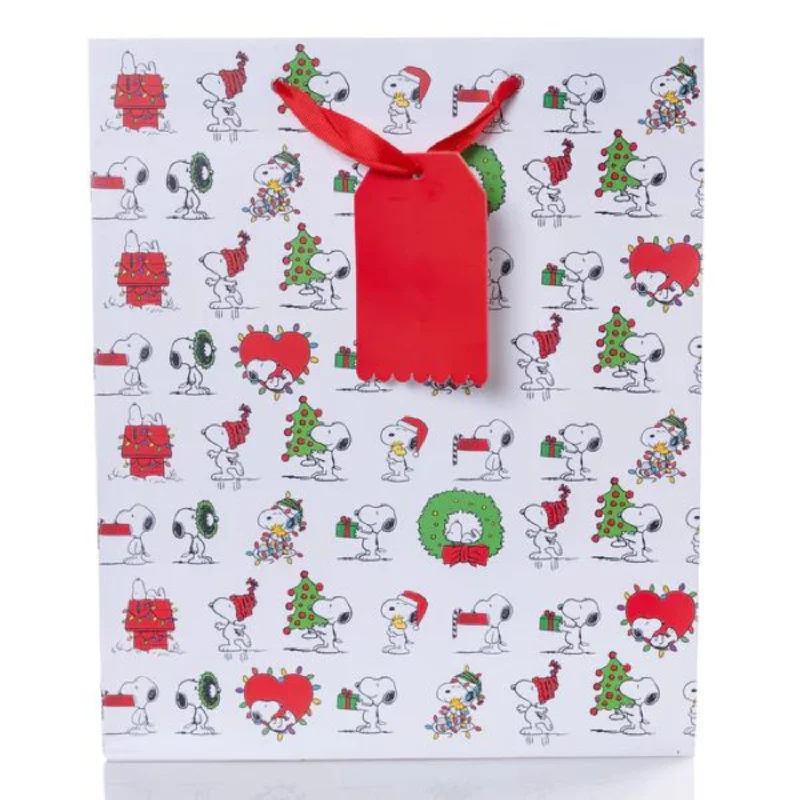 Peanuts Snoopy All Over Christmas Pattern Large Holiday Gift Bag