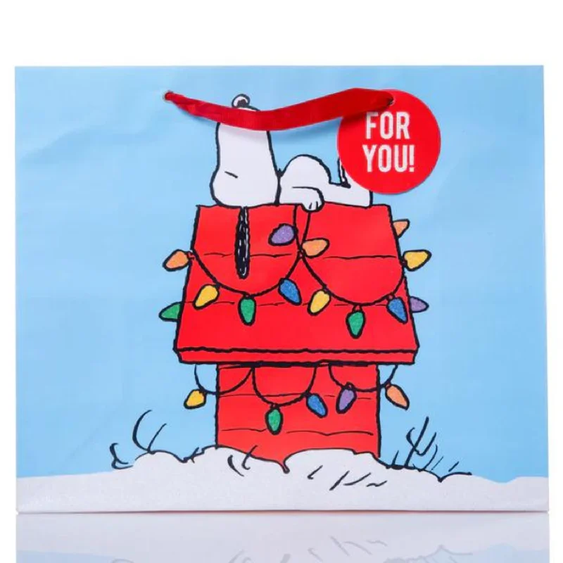 Peanuts Snoopy on Dog House Large Holiday Gift Bag