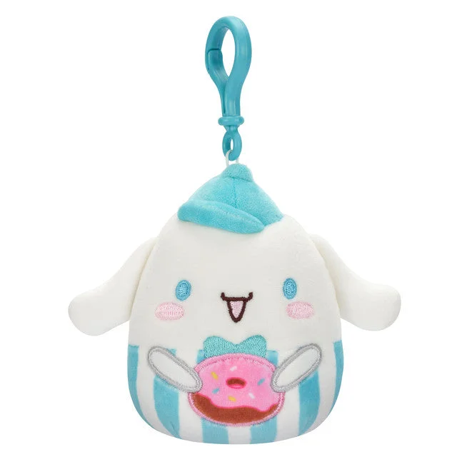 Sanrio Foodtruck Treats Squishmallow Cinnamoroll Holding Donut 3.5" Clip Stuffed Plush by Jazwares