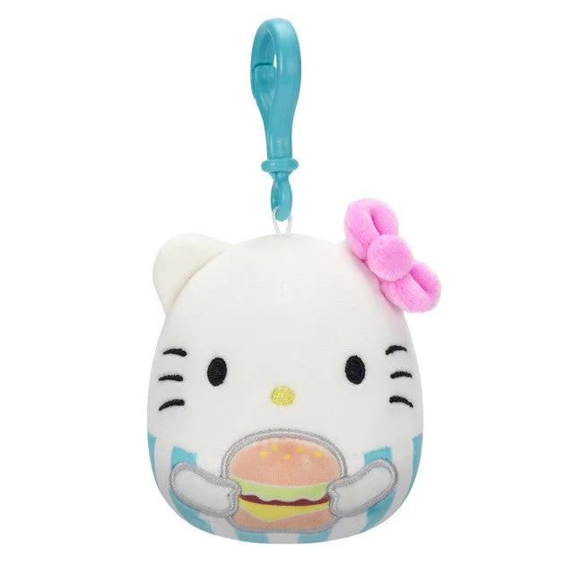 Sanrio Foodtruck Treats Squishmallow Hello Kitty Holding Burger 3.5" Clip Stuffed Plush by Jazwares