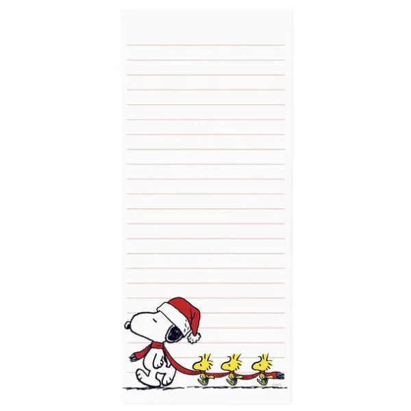 Santa Snoopy and Woodstock in a Train Holiday Magnetic Notepad