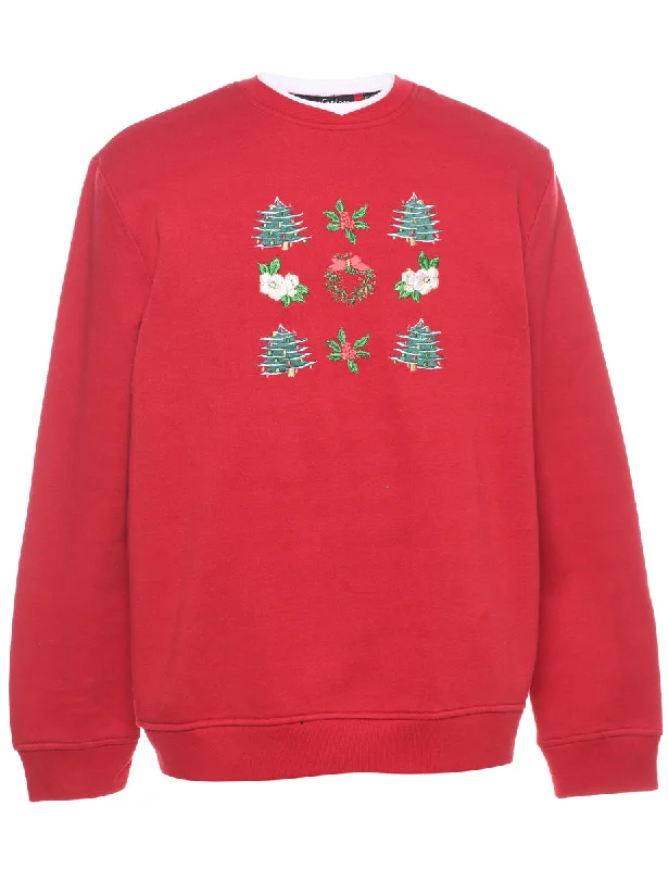 Christmas Tree Print Sweatshirt - M