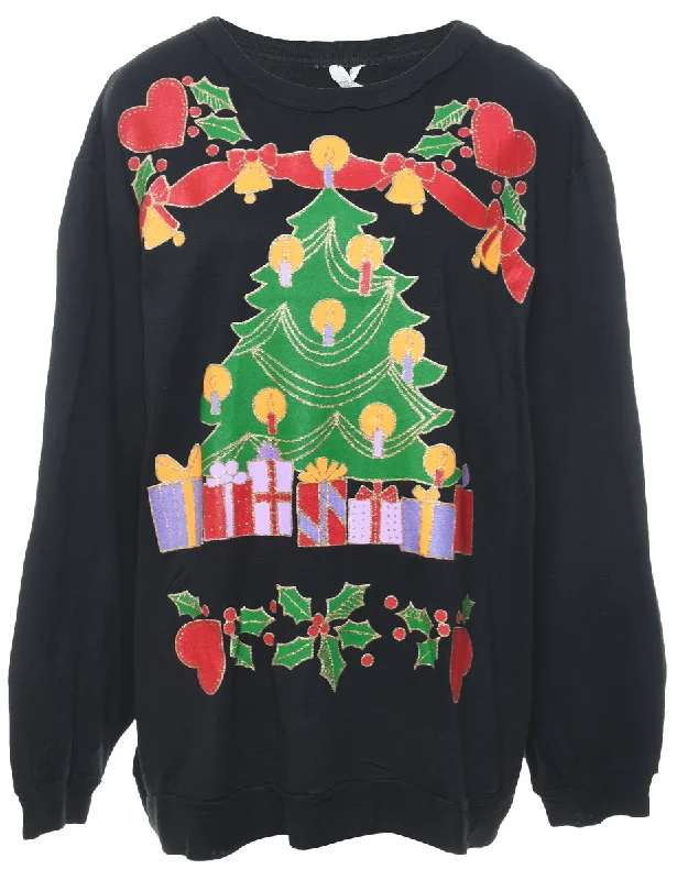 Christmas Tree Print Sweatshirt - XL