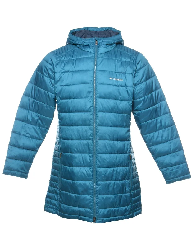 Columbia Hooded Teal Puffer Jacket - M