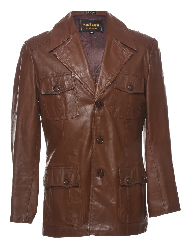 Dark Brown Leather Jacket - L