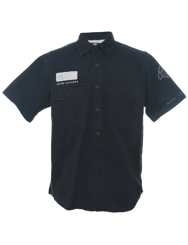 Dickies Black & Light Grey Embroidered Workwear Shirt - XL