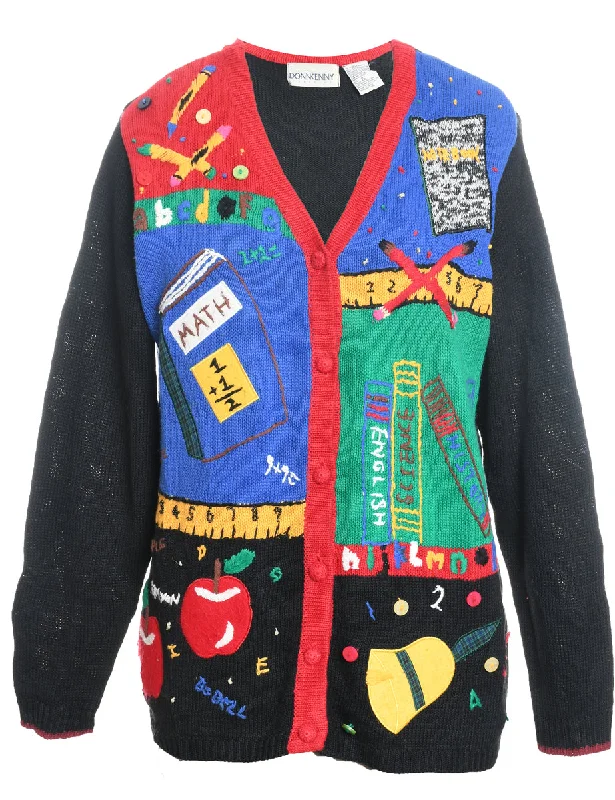 Festive Print Christmas Cardigan - M