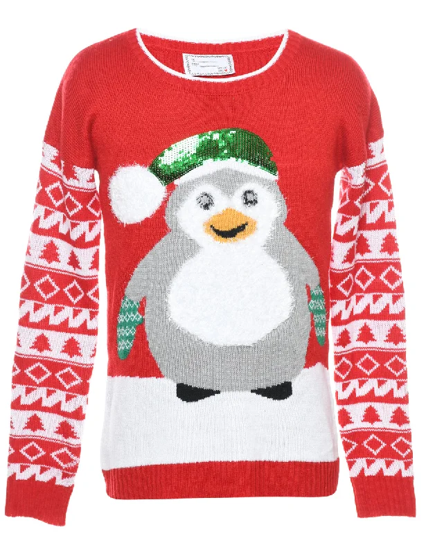 Festive Print Christmas Jumper - M