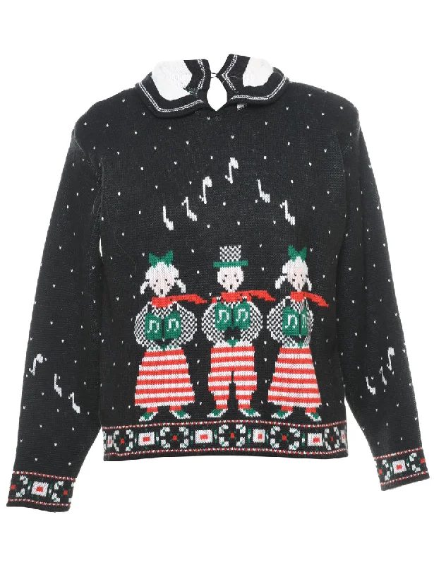 Festive Print Christmas Jumper - M