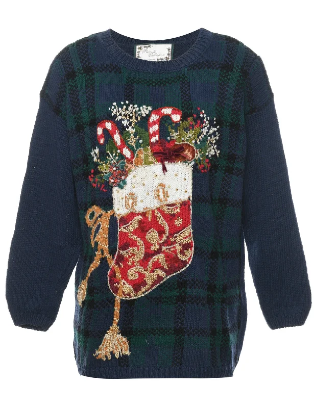 Festive Print Christmas Jumper - M