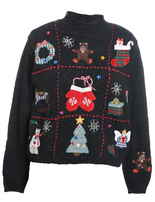 Festive Print Christmas Jumper - S