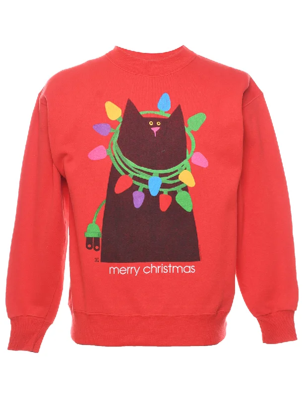 Festive Print Christmas Sweatshirt - M